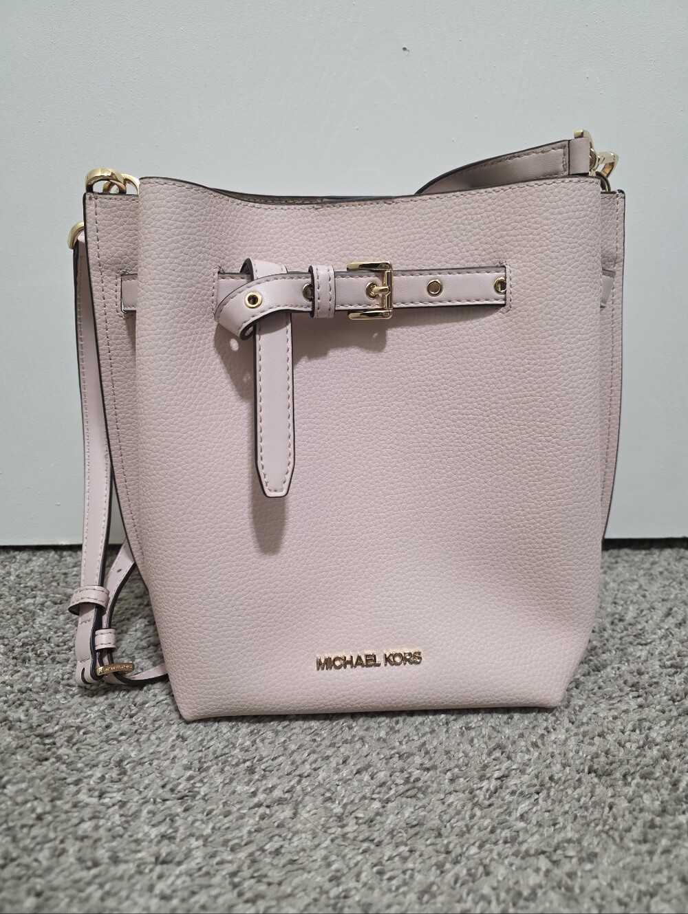 Michael Kors Emilia Small Bucket Bag & Jet Set Trifold Wallet Matching Set Pink